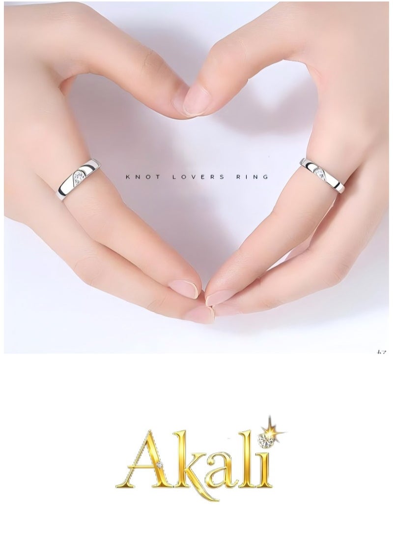 Akali A pair of couple rings with adjustable openings  - Image 3