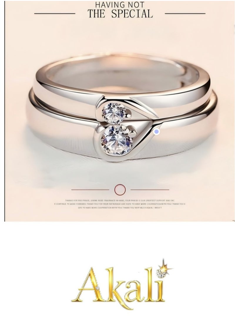 Akali A pair of couple rings with adjustable openings  - Image 4