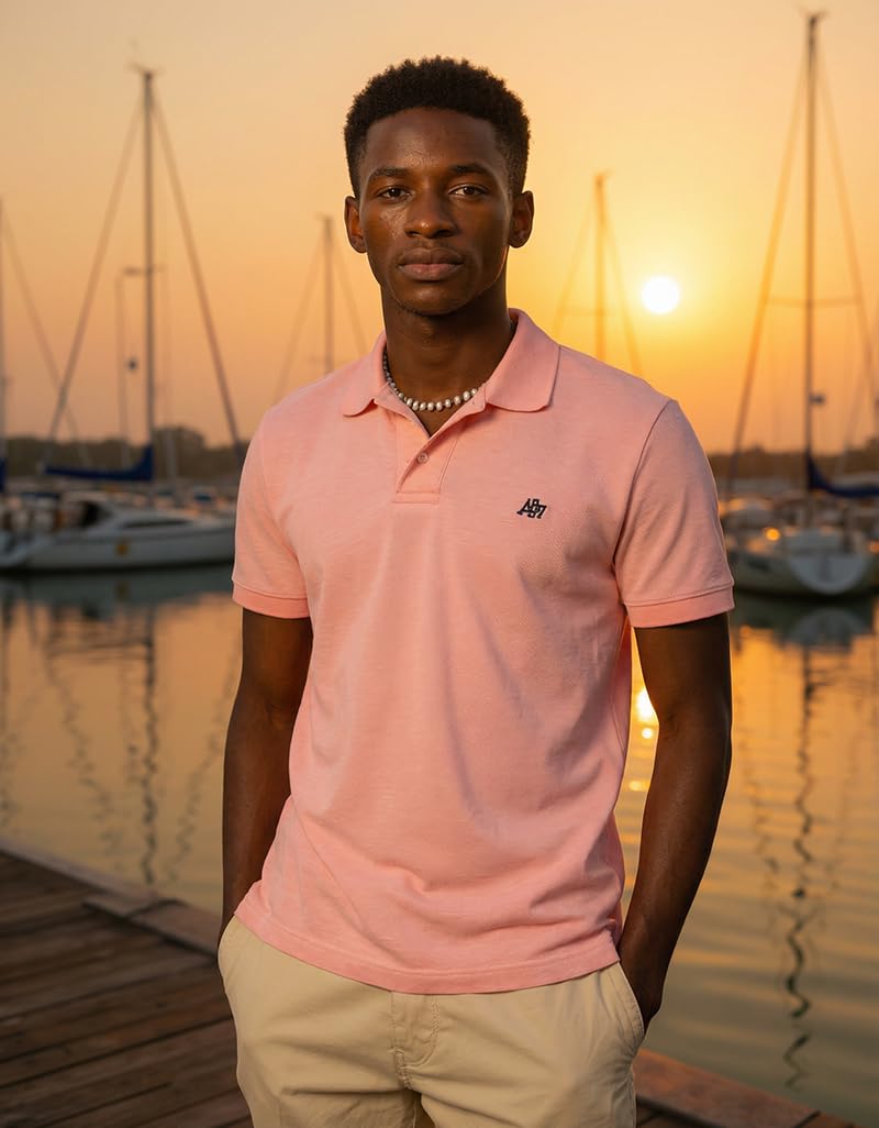 Aeropostale ايرو A87 بولو صلب بيك، بينك دريم، L - Image 1