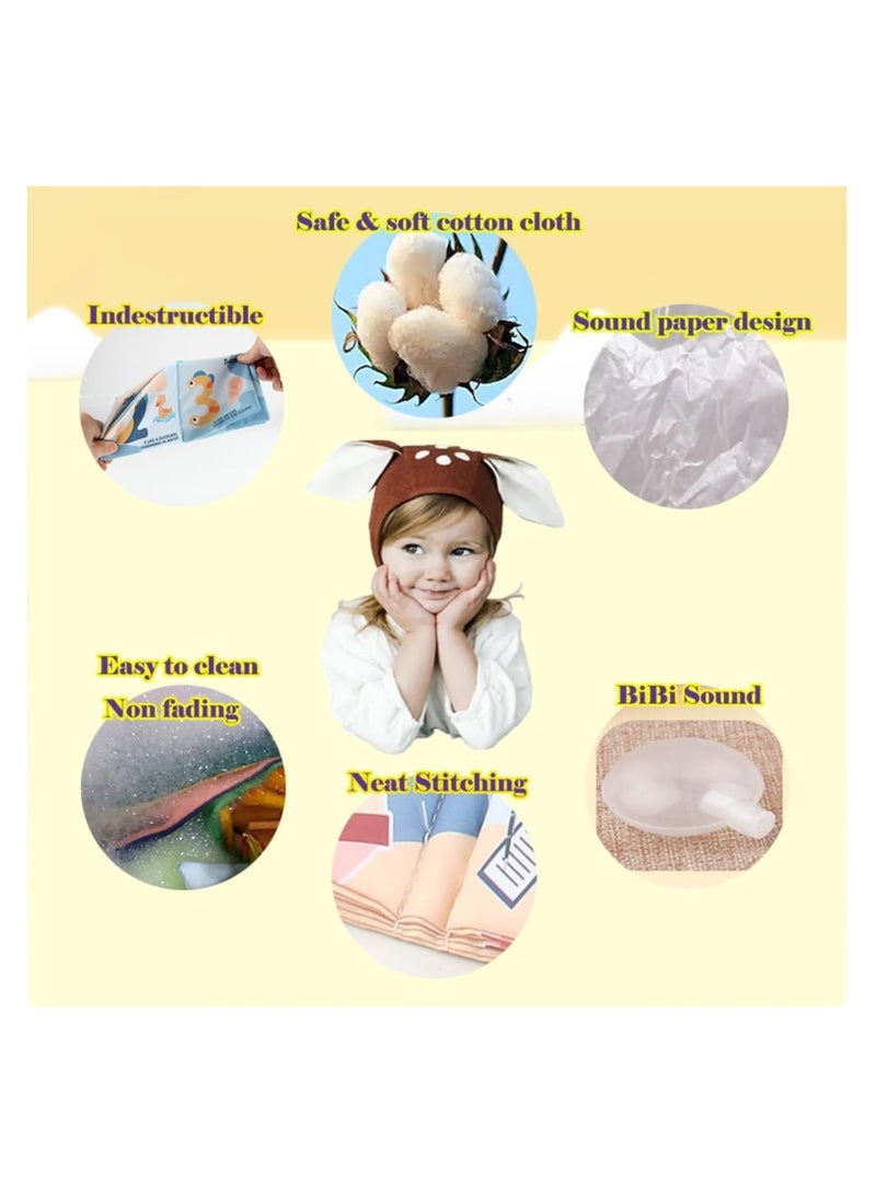 SOLARAE Baby Books, Early Education Soft Baby Books, 0-6-12-18 Months, 6Pcs Washable Non-Toxic Cloth Book for Babies, Infant Toddler Newborn Crinkle Book for Baby Shower, Baby Toy with Sound Paper - Image 2