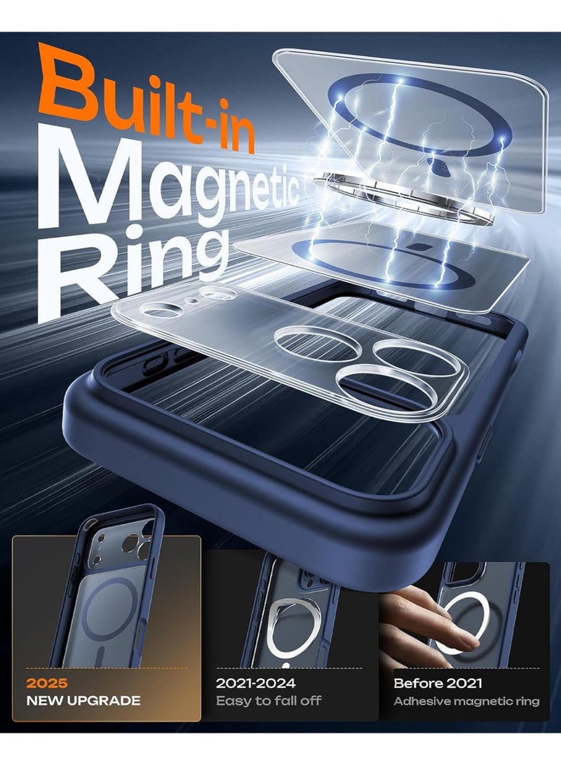 حافظة مغناطيسية مناسبة لغطاء الكاميرا الكامل لجهاز iPhone 17 Pro Max، متوافق مع MagSafe، [مضاد للسقوط من الدرجة العسكرية] [مضاد للبصمة] غطاء هاتف محمول شفاف فائق النقاء مقاوم للصدمات (أزرق) - Image 4