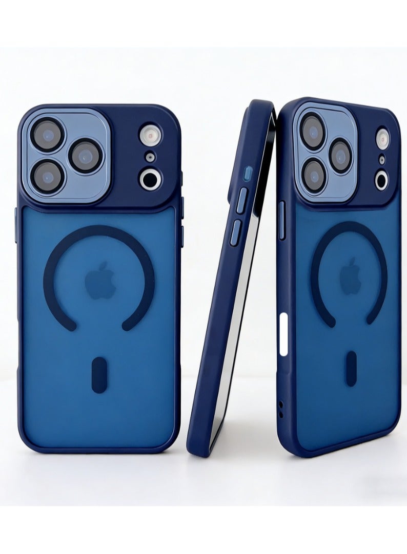 مناسب لغطاء الكاميرا الكامل لجهاز iPhone 17 Pro Max [مضاد للسقوط من الدرجة العسكرية] [مضاد للبصمة] غطاء هاتف محمول شفاف للغاية غير لامع مقاوم للصدمات (أزرق) - Image 1