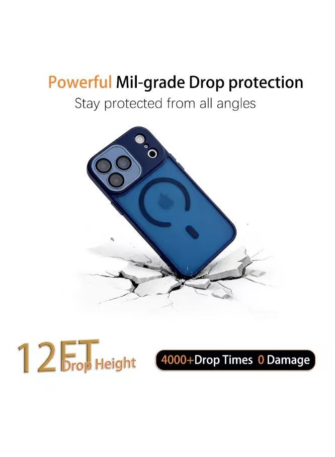 مناسب لغطاء الكاميرا الكامل لجهاز iPhone 17 Pro Max [مضاد للسقوط من الدرجة العسكرية] [مضاد للبصمة] غطاء هاتف محمول شفاف للغاية غير لامع مقاوم للصدمات (أزرق) - Image 5