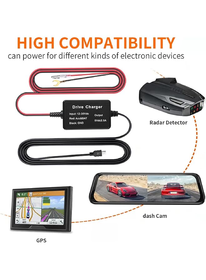 Generic Dash Cam Hardwire Kit, Hardwire Kit Dash Cam Hardwire Kit With High Performance Mini Usb For Gps Navigator - Image 4