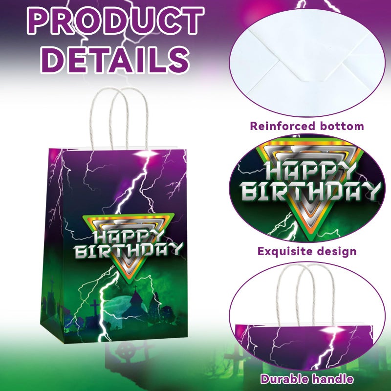 CHUNNIN 12 Monster Truck Birthday Party Paper Bags Monster Truck Candy Bags Green Purple Racing Truck Theme Decorations - Kids Boys Gift Goodie Birthday Party Favorï¼ˆ8.27 x 4.72 x 3.15inchï¼‰ - Image 3
