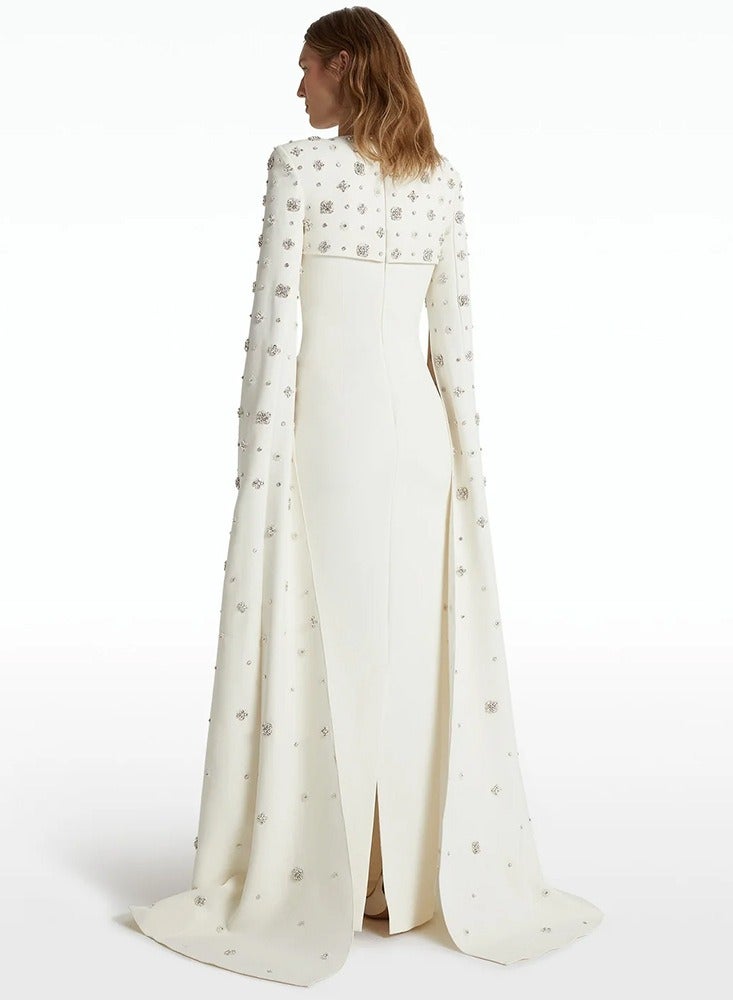 NIBEMINENT Ladies' Long Evening Dress, Elegant Diamond-encrusted Trendy Long-sleeved Dress - Image 2