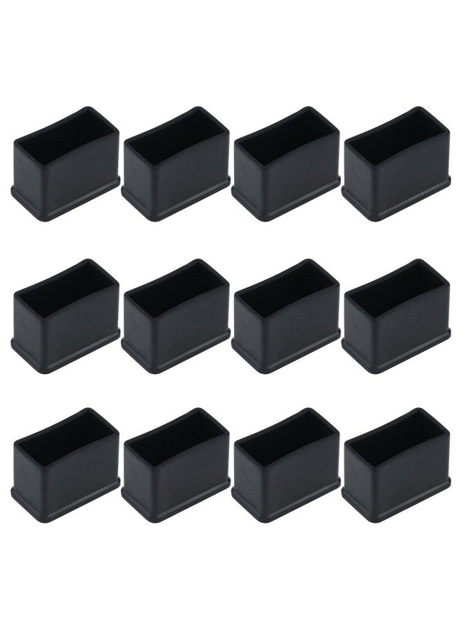 Antrader Antrader Rectangle Shaped Furniture Rubber Feet Pads Table Chair Leg Foot End Caps Covers Protectors Black, 1.18" x 0.59", Pack of 12  - Image 1