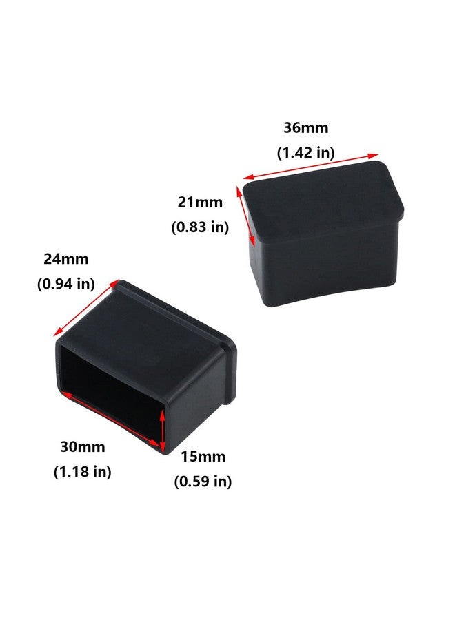 Antrader Antrader Rectangle Shaped Furniture Rubber Feet Pads Table Chair Leg Foot End Caps Covers Protectors Black, 1.18" x 0.59", Pack of 12  - Image 2