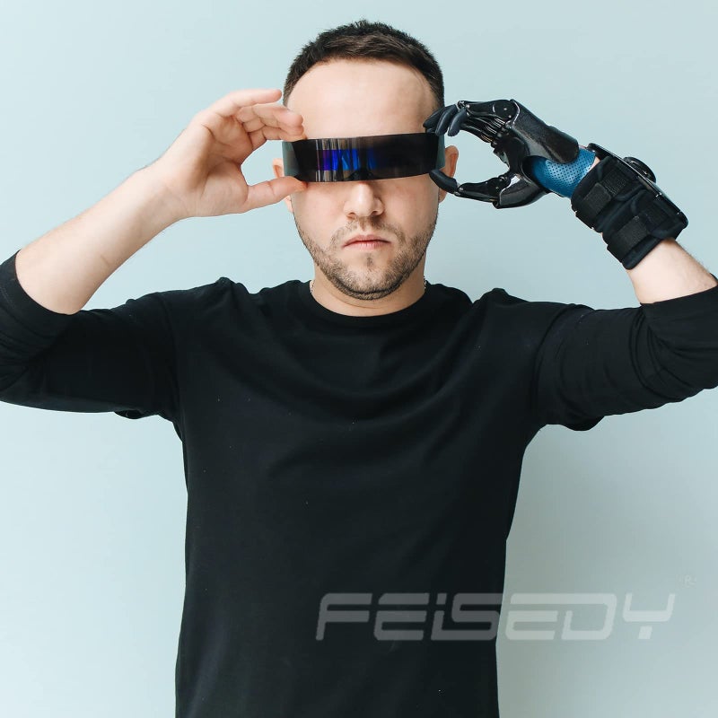 FEISEDY 80s Futuristic Cyclops Cyber Visor Sunglasses Men Women Punk Style Cosplay B2740 - Image 2