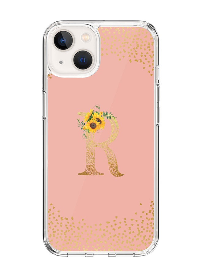 Stylizedd Classic Clear Case For iPhone 14 Plus, Hybrid Soft Case Cover- Custom Monogram Initial Letter Mandala Floral Pattern Alphabet - R ( Rose Pink)  - Image 1