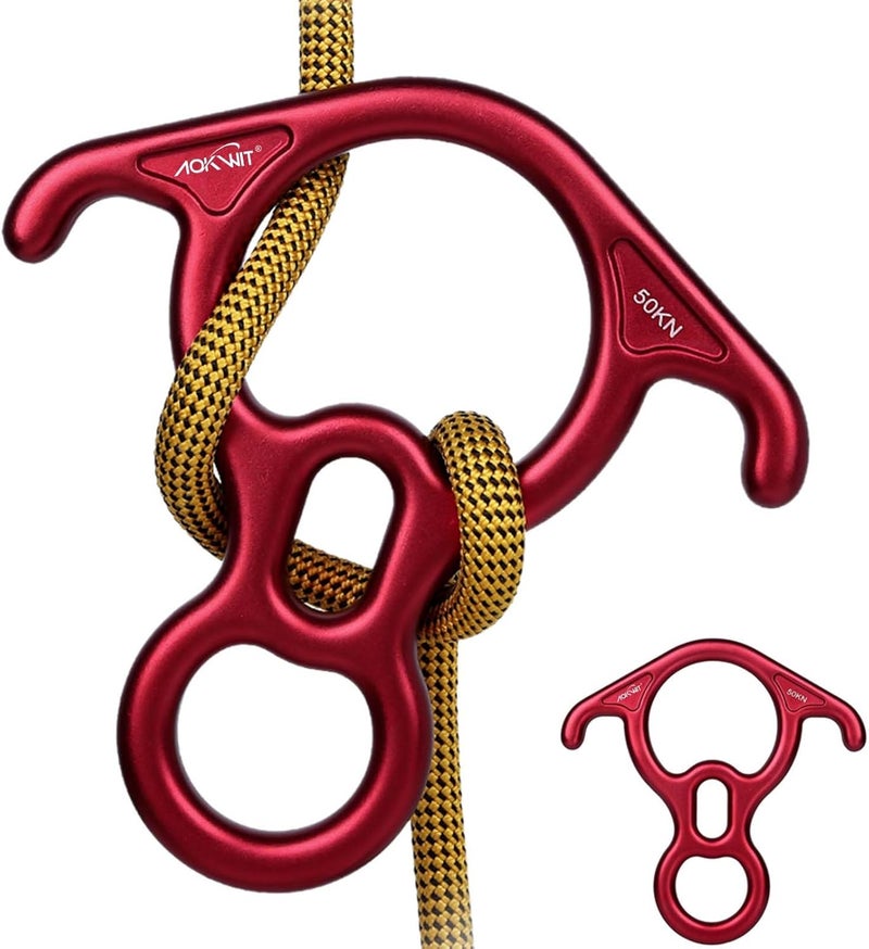 AOKWIT 50KN Rescue Figure, 8 Descender Large Bent-Ear Belaying and Rappelling Gear Belay Device Climbing for Rock Climbing Peak Rescue 7075 Aluminum Alloy - Image 1