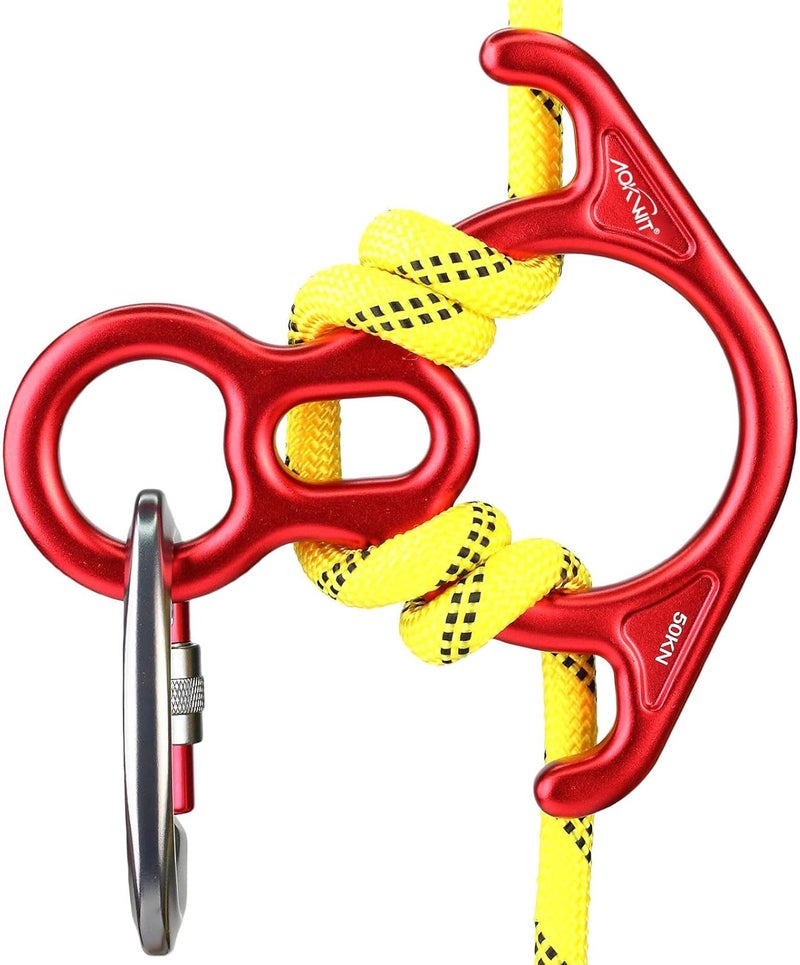 AOKWIT 50KN Rescue Figure, 8 Descender Large Bent-Ear Belaying and Rappelling Gear Belay Device Climbing for Rock Climbing Peak Rescue 7075 Aluminum Alloy - Image 2