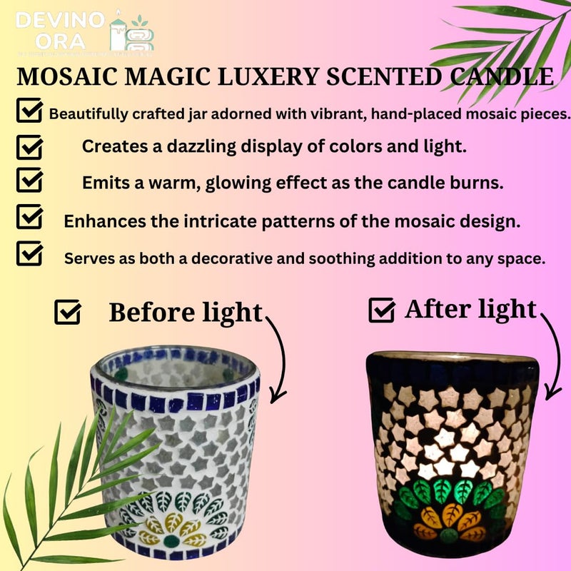 Devino Ora Luxury Scented 2 Wicks Soy Wax Candle in Designer Mosaic Jar of 120 GM Pack 1 120 GM Sweet Serenity Best Gift for Valentines Day - Image 3