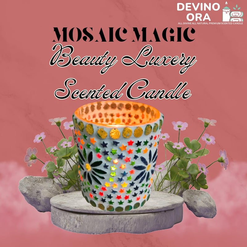 Devino Ora Luxury Scented 2 Wicks Soy Wax Candle in Designer Mosaic Jar of 120 GM Pack 1 120 GM Sweet Serenity Best Gift for Valentines Day - Image 2