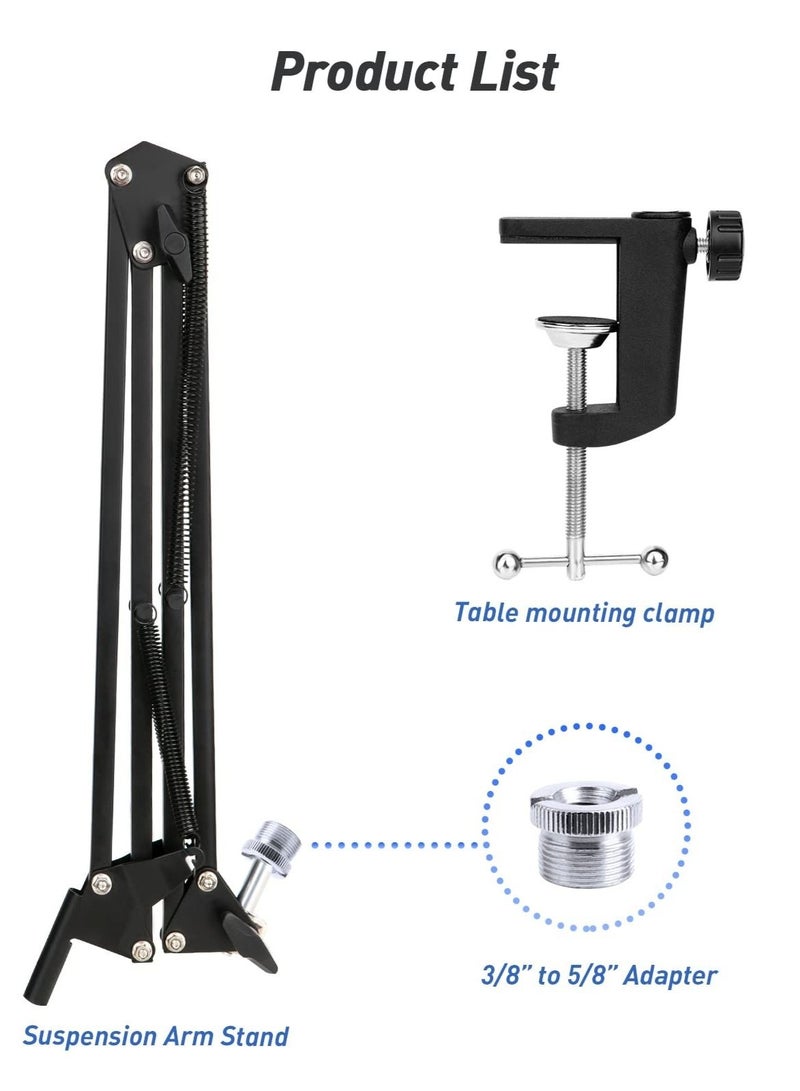 والالا حامل ميكروفون بذراع ذراع، حامل ذراع مقص قابل للتعديل لـ HyperX QuadCast، ميكروفون مكثف USB QuadCast S RGB من SUNMON (بدون ميكروفون) - Image 5