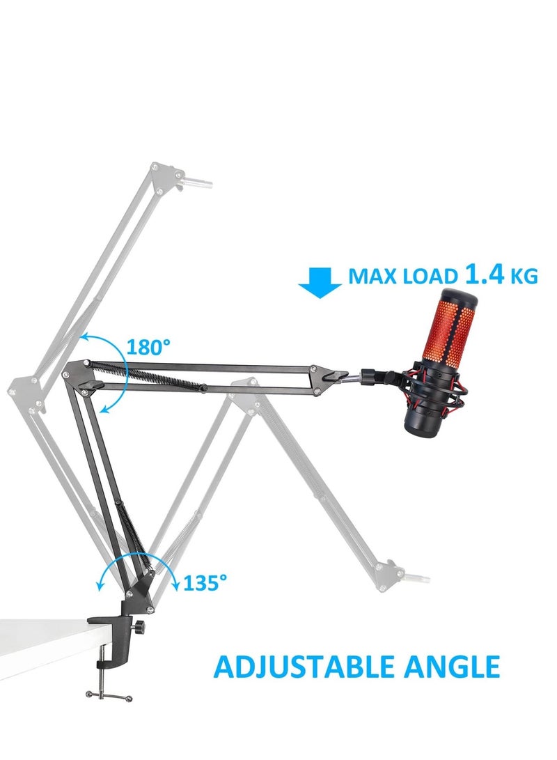 والالا حامل ميكروفون بذراع ذراع، حامل ذراع مقص قابل للتعديل لـ HyperX QuadCast، ميكروفون مكثف USB QuadCast S RGB من SUNMON (بدون ميكروفون) - Image 3