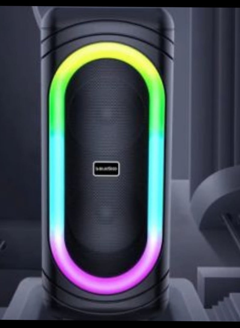 بلوسيد مكبر صوت كاريوكي محمول بتقنية البلوتوث من BlueSeed BS-106 مع شاشة OLED مزدوجة مقاس 4 بوصات وأوضاع إضاءة LED RGB وصوت جهير قوي وخيارات اتصال متعددة للموسيقى والترفيه - Image 3