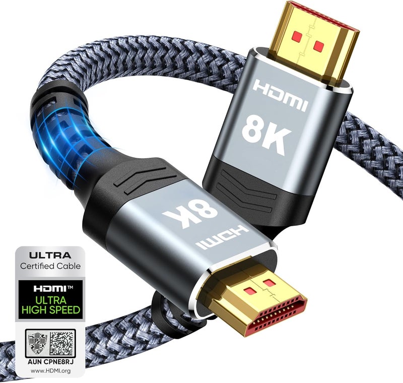Highwings 8K Ultra High Speed HDMI Cable 6.6FT - 48Gbps, 4K@120Hz, 8K@60Hz, Braided Cord - Image 1
