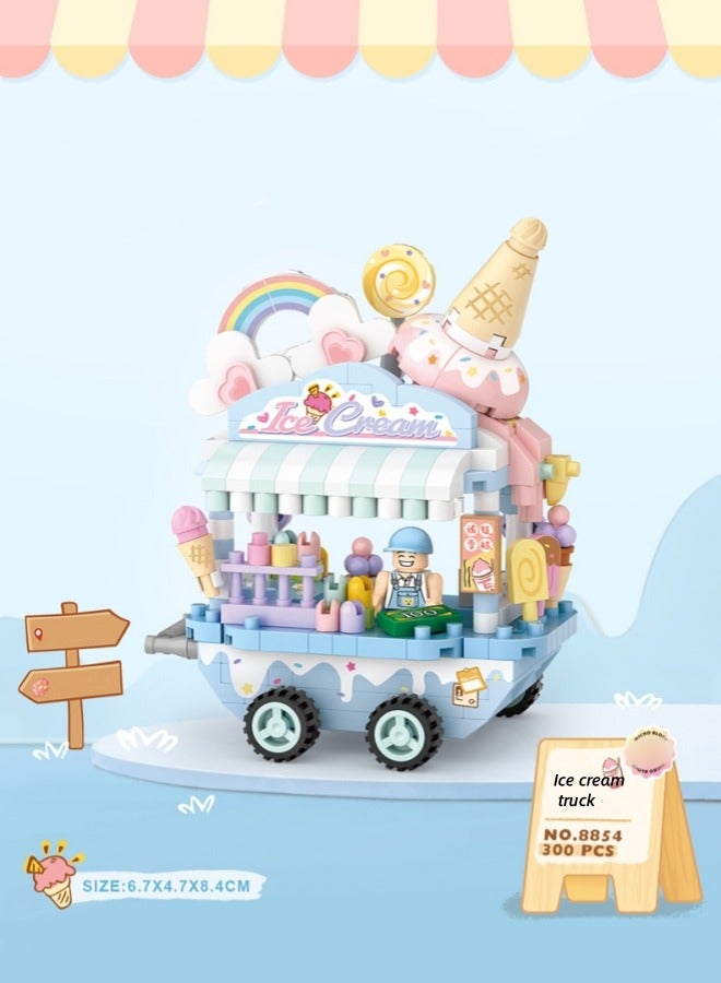 Loz Building Blocks Ice Cream Cart Toy, 300Pcs Mini DIY Building Blocks Model MOC Construction Toy Pretend Play Ice Cream Shop Toy MOC Creative Building Toys, Gift Idea for Kids Adults - Image 4