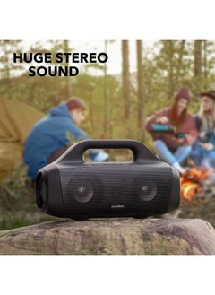 Soundcore مكبر صوت Anker Motion Boom خارجي مع مشغلات تيتانيوم، تقنية BassUp، مقاومة للماء IPX7، وقت تشغيل 24 ساعة، تطبيق، مقبض مدمج، مكبر صوت بلوتوث محمول للخارج، والتخييم  - Image 4