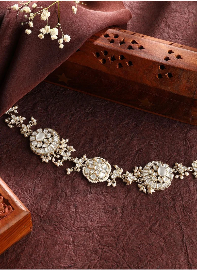 Priyaasi Women Kundan-Studded  Beaded Matha Patti Head Jewellery