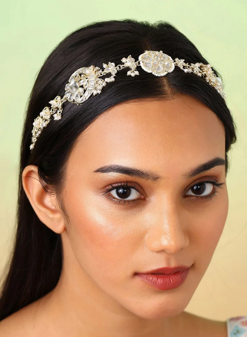 Priyaasi Women Kundan-Studded  Beaded Matha Patti Head Jewellery