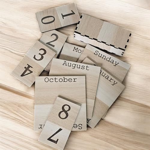 LACUM 's Handcrafted Laser-Cut Engineering Wood Desk Calendar - Elegant And Durable Date Display For Home, Office, Or Study - Eco-Friendly Vintage-Style Organizer (Wood) - Image 2