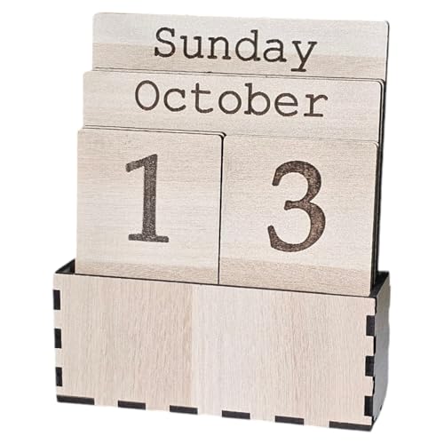 LACUM 's Handcrafted Laser-Cut Engineering Wood Desk Calendar - Elegant And Durable Date Display For Home, Office, Or Study - Eco-Friendly Vintage-Style Organizer (Wood) - Image 5