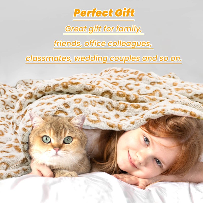 SEEGU Flannel Kids Blanket Brown Soft Fleece Blankets Small Warm Taupe Throw Blankets Cheetah Gifts Decor Stuff for Boys Girls 40x50inch - Image 5