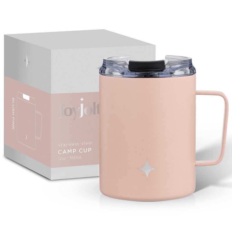 JoyJolt JoyJolt Triple Insulated Tumbler with Handle 12 oz Tumbler Cup with Lid Vacuum Sealed Copper Lined Double Wall Stainless Steel Tumblers Travel Mug with Lid Coffee Tumbler Smoothie Cup Tea Mug 