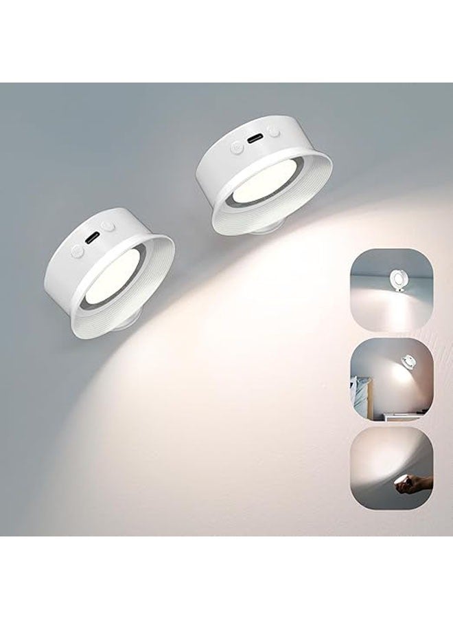 عام ضوء جدار داخلي، ضوء جدار لاسلكي، بدون حفر، مع 5 مستويات لدرجة حرارة الضوء، مناسب لغرفة نوم، صالة، شارع، ضوء ليلي، 2 قطعة. - Image 1