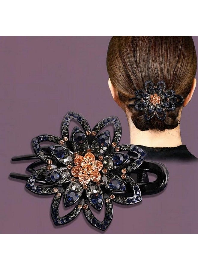 YANWENX Flower Rhinestones Hair Clips Duckbill Clip Ponytail Clips Hair Barrettes Decorative Clips Hair Accessories for Women (Red Pink Pack Of 1) - Image 3