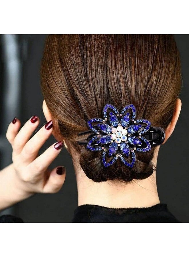 YANWENX Flower Rhinestones Hair Clips Duckbill Clip Ponytail Clips Hair Barrettes Decorative Clips Hair Accessories for Women (Red Pink Pack Of 1) - Image 4