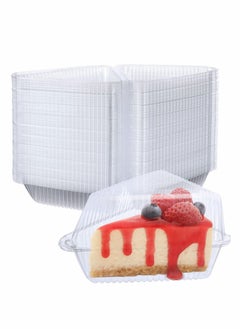 Transparent Cake Slice Containers Plastic Containers with Lids 5“ Clear Medium Hinged Lid Cheesecake Container Disposable to Go Box for Restaurants Delivery Takeout 100 Pcs