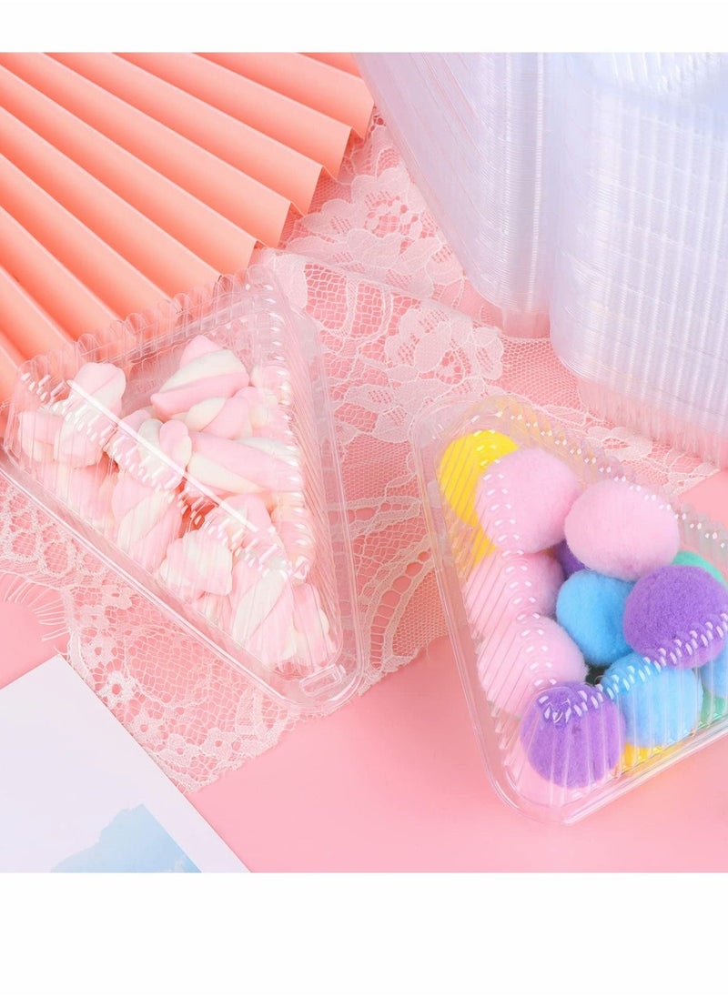 Generic - Transparent Cake Slice Containers Plastic Containers with Lids 5“ Clear Medium Hinged Lid Cheesecake Container Disposable to Go Box for Restaurants Delivery Takeout 100 Pcs - Image 1