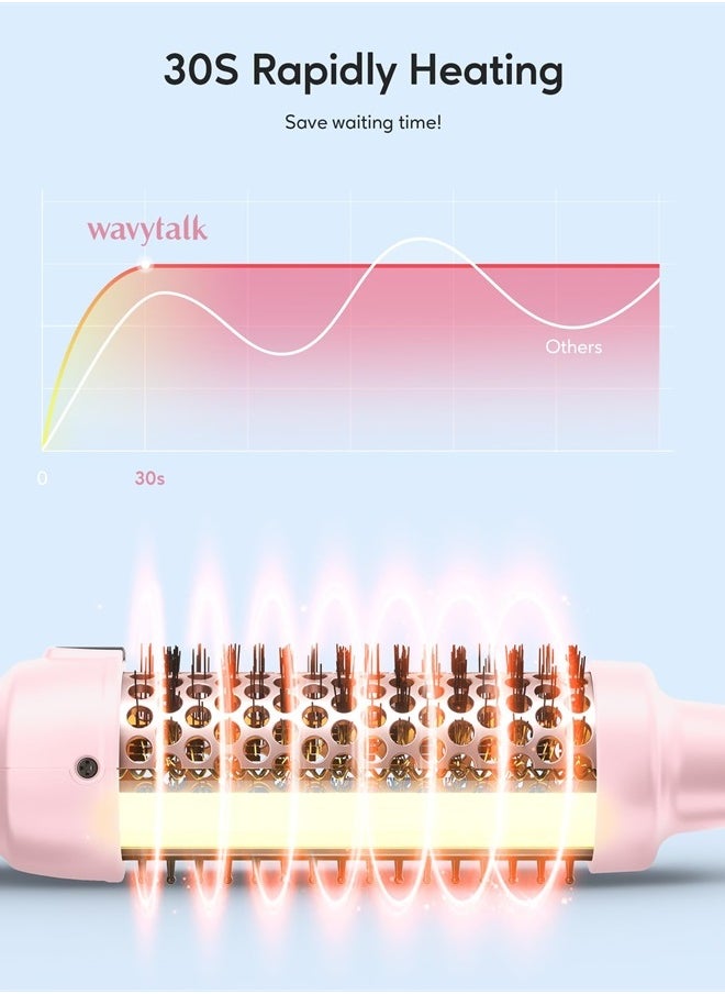 wavytalk - Wavytalk Thermal Brush, 1 1/2 Inch Ionic Heated Round Brush Creates Blowout Look, Thermal Round Brush Makes Hair Shinier & Smoother, Dual Voltage, Easy to Use (Pink) - Image 1