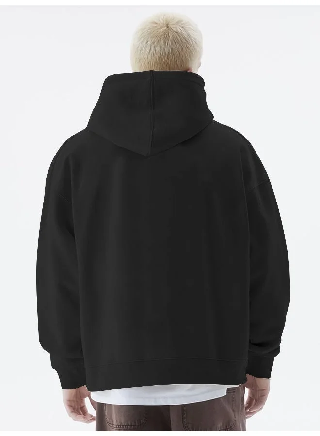 Maniac  Maniac Mens Solid Full Sleeve Black Hoodie Cotton Sweatshirt for Men | Best Price UAE