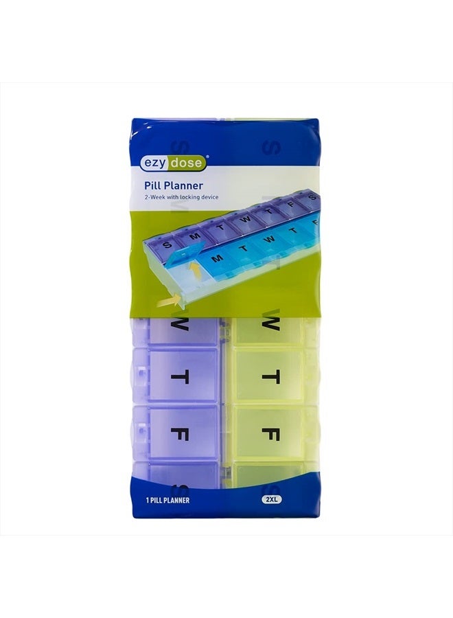 Ezy Dose (14-Day) Pill, Medicine, Vitamin Organizer Box | Weekly, Daily Planner | Locking Compartments | Colored Lids - Image 4