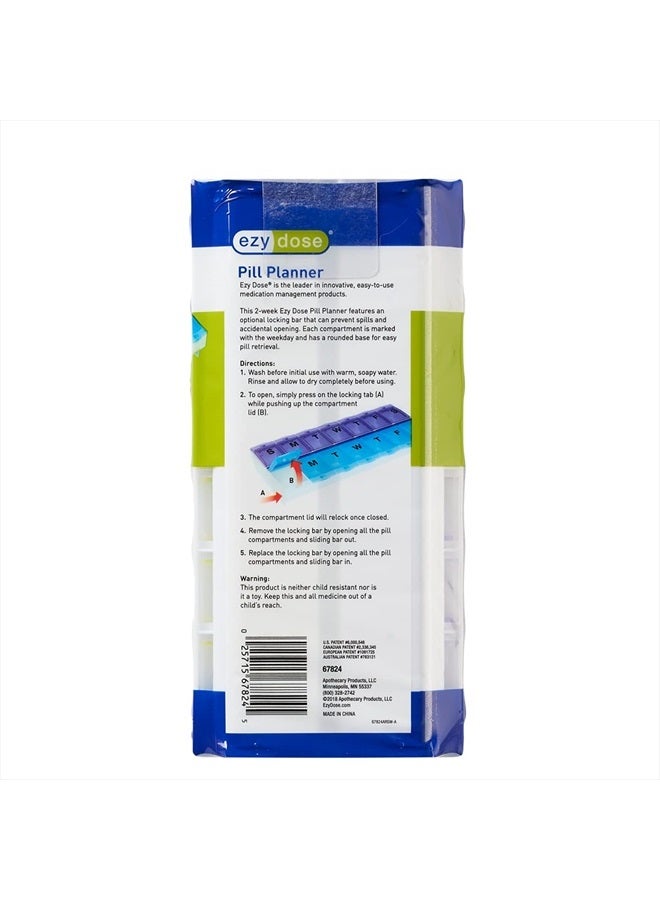 Ezy Dose (14-Day) Pill, Medicine, Vitamin Organizer Box | Weekly, Daily Planner | Locking Compartments | Colored Lids - Image 5