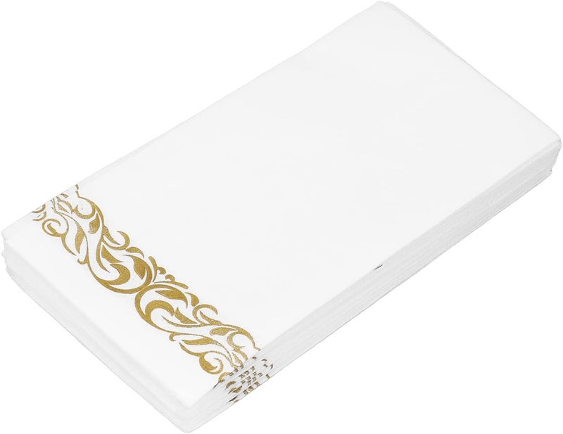Gold Napkins with Gold Trim, 40PCS Disposable Dinner Napkins, Linen Hand Feel, Portable and Elegant - Soft Absorbent Paper, Perfect for Wedding, Party, and Family Events - Image 5
