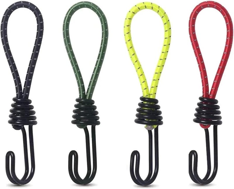 Red 5Pcs Bungee Elastic Rope Cords with Hooks for Outdoor Camping Tent Canopy Tarp Fixed Binding Fastener - Image 4