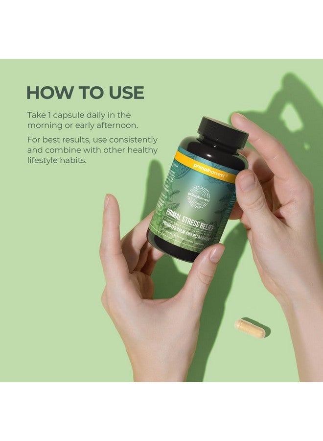 Primal Harvest Stress Relief Supplement for Women and Men Pure Ashwagandha Root Extract, L-Theanine Supplements, 60 Capsules - Image 3