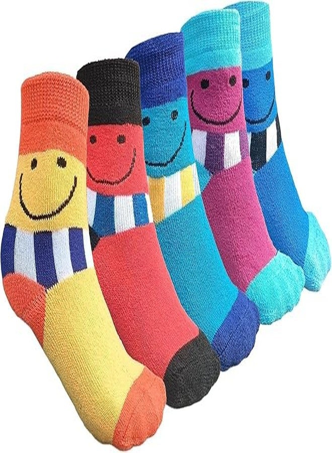 Rosslyn Winter Warm Ankle Length Socks for Kids, Toddlers, Boys, Girls, Thick Thermal Woolen Socks, Terry Lined, Cozy Socks, Pack of 5 Pairs (5-8 Years Multicolor) - Image 1