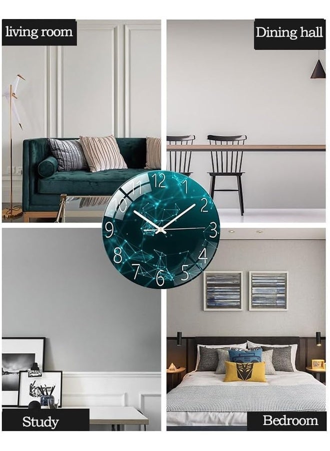 DUNISO 12 Inch Wall Clock,3D Curved Glass Large Wall Clock,Silent Non-Ticking Round Decorative Clock,for Office Home Bathroom Kitchen Bedroom School - Image 3
