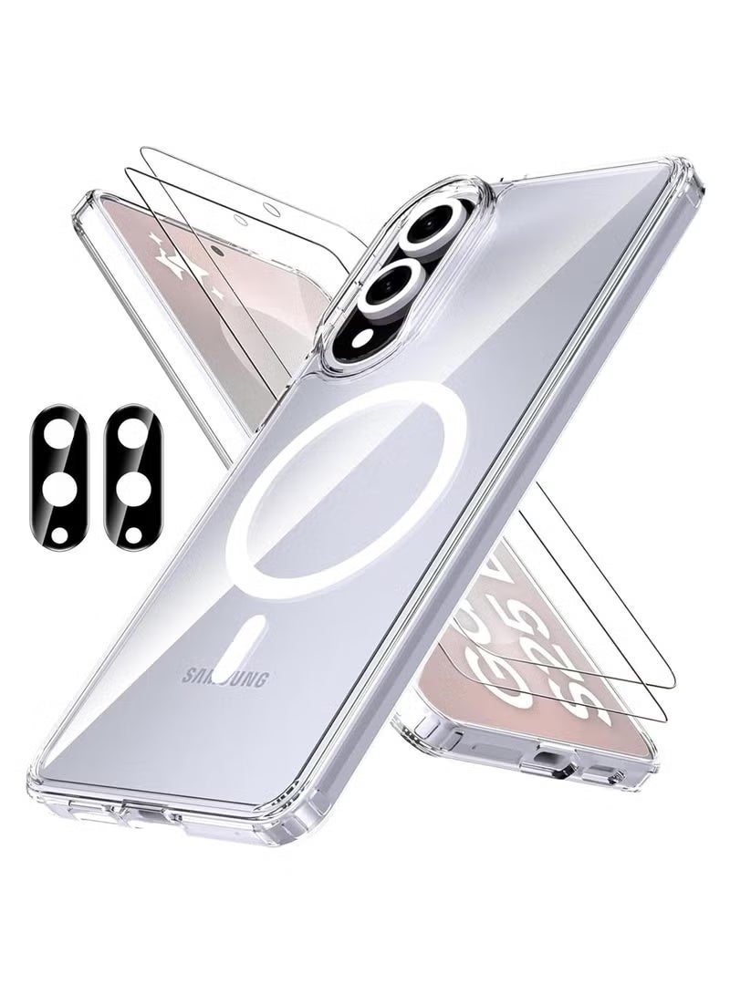 تايجر [5-in-1] Samsung Galaxy S25 Edge Clear Case | Anti-Yellowing Magnetic Shockproof Case | Compatible with Wireless Charging | Includes 2 Screen Protectors & 2 Camera Lens Protectors | Full Protection Bundle - Image 1