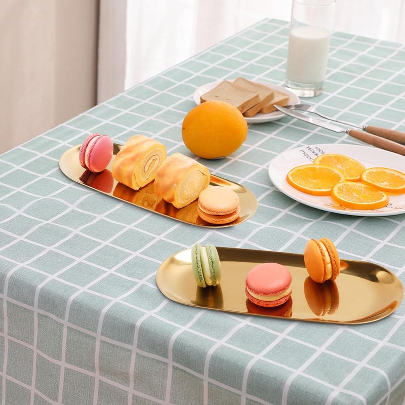 Warmtree Stainless Steel Towel/ Dish Plate, Tea/ Fruit Storage Trays Cosmetics Jewelry Organizer, Gold, Oval - Image 5