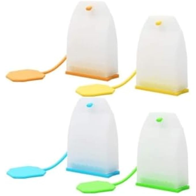 Bukela 4 Pack Reusable Silicone Tea Bags Loose Leaf Tea Infuser Strainer Set Premium Tea Filter With Long Rope For Tea Cups Mugs And Teapots Random Color - Image 2