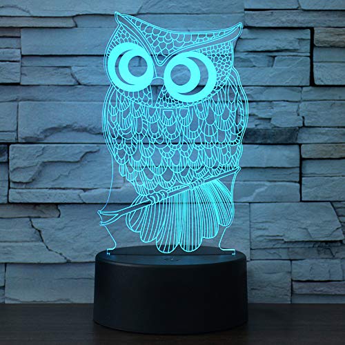 i-CHONY Owl Gift Night Light for Kids,3D Illusion Lamp 7 Colors Auto Changing Touch Table Lamp Bedroom Decorations Bedside Lamp - Owl Gifts for Kids Boys Girls Teens Women Christmas Gifts - Image 1