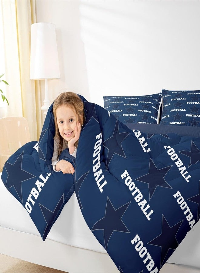 Homewish Texas Star Football Comforter Set King Size,American Football Sports Games Bedding Set,Boys Men Room Decor,Cowboy Rugby Competition Down Comforter,Dark Blue Fashion Duvet Insert,2 Pillowcases - Image 3