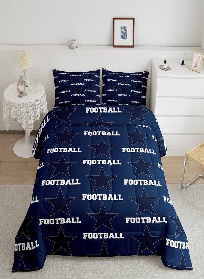 Homewish Texas Star Football Comforter Set King Size,American Football Sports Games Bedding Set,Boys Men Room Decor,Cowboy Rugby Competition Down Comforter,Dark Blue Fashion Duvet Insert,2 Pillowcases - Image 4